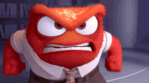 A furious, red cartoon character about to explode, symbolizing the intense frustration and anger that a stress relief workout can help release.
