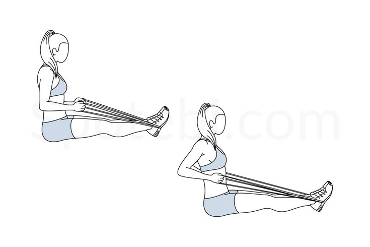 Seated band row exercise for back posture