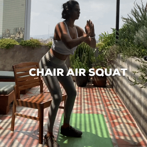 Chair squat exercise for functional lower body strength